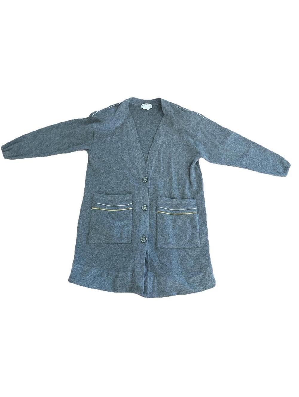 Dino Valiano Gray Long Cardigan Grandpa Sweater Sz 36 XL Germany Buttons Pockets